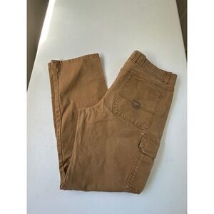 Brazos Men Brown Canvas Carpenter Cargo Pants Work Utility Size 36x34